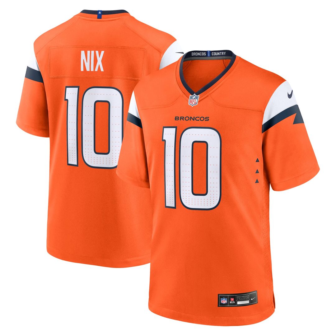 Bo Nix Denver Broncos Nike Orange Player Game Jersey