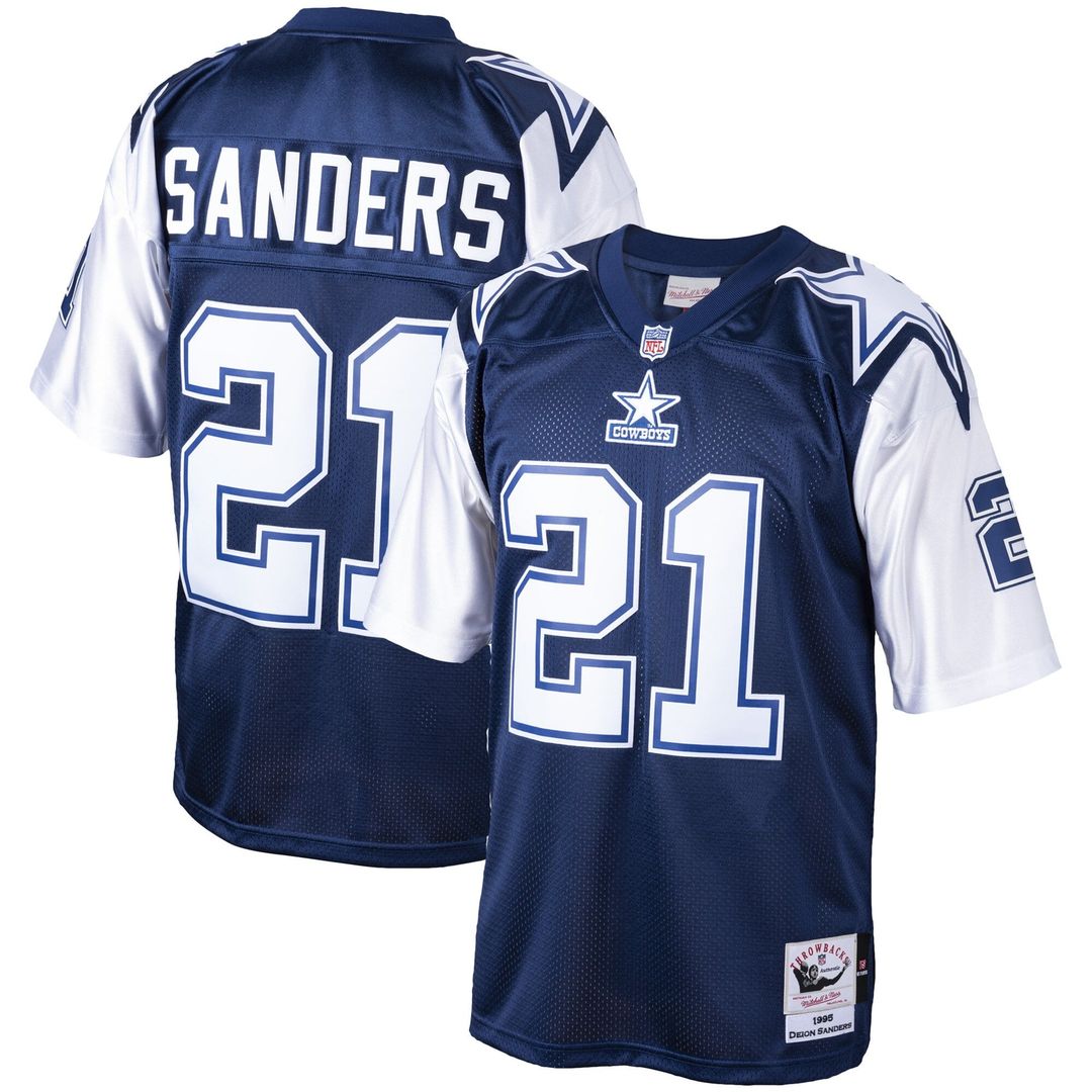 Deion Sanders Dallas Cowboys Mitchell & Ness Navy Big & Tall 1995 Retired Player Replica Jersey