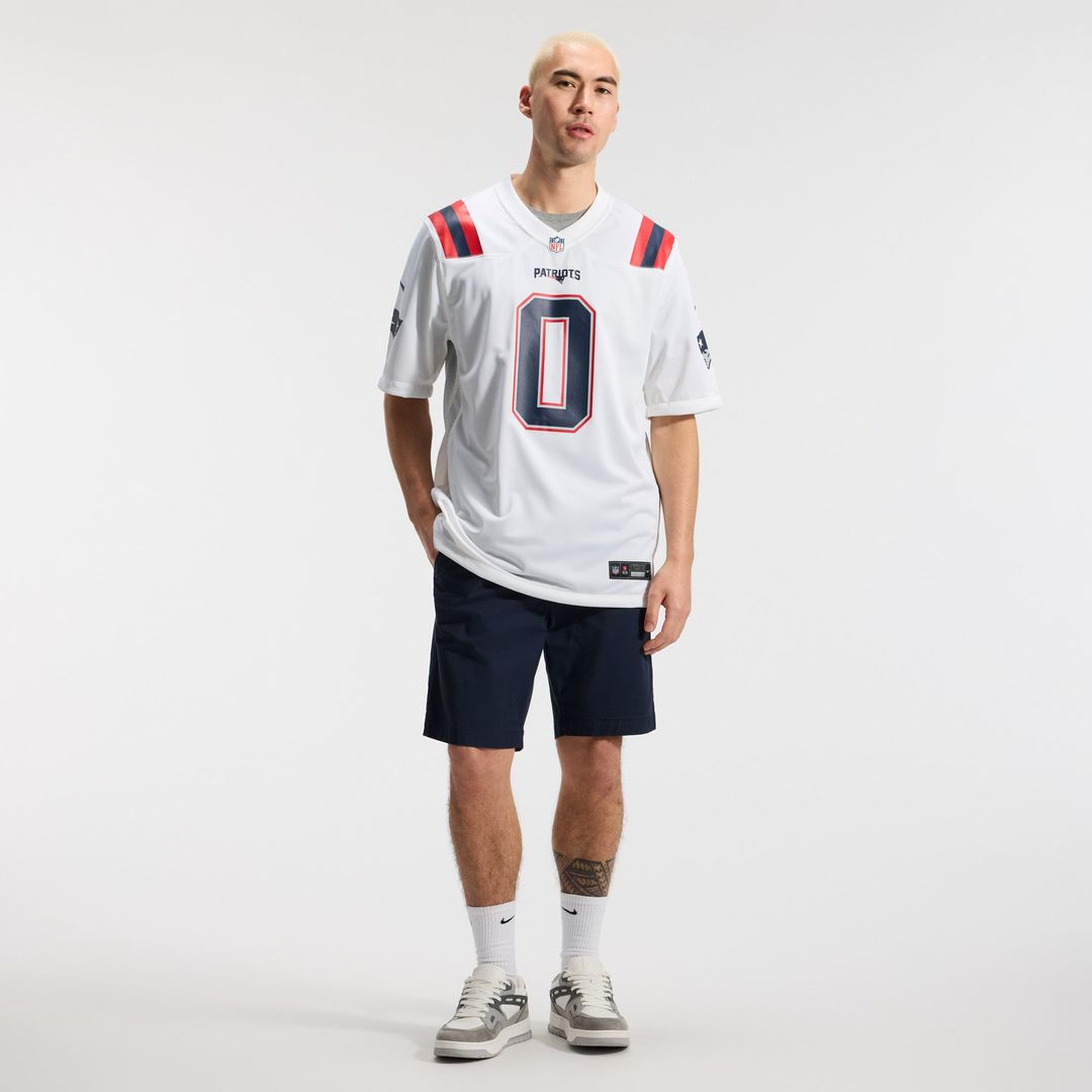 Christian Gonzalez New England Patriots Nike White Game Jersey