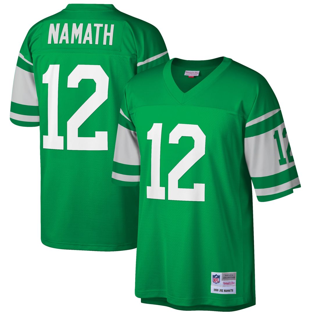 Joe Namath New York Jets Mitchell & Ness Green Big & Tall 1968 Retired Player Replica Jersey