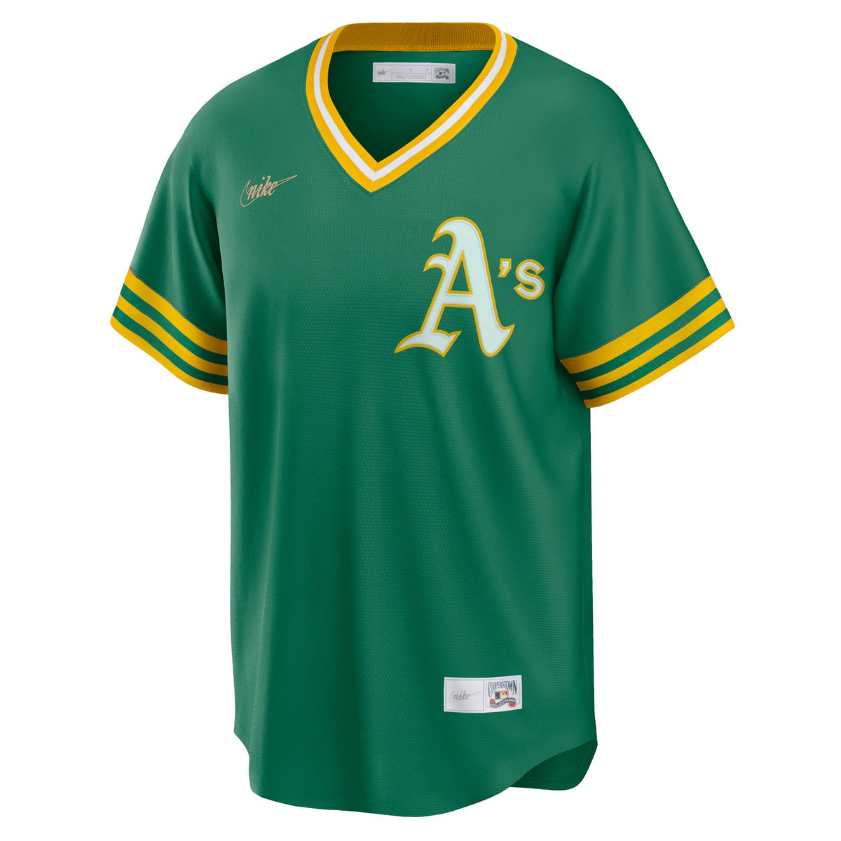 Athletics Nike Kelly Green Road Cooperstown Collection Team Jersey