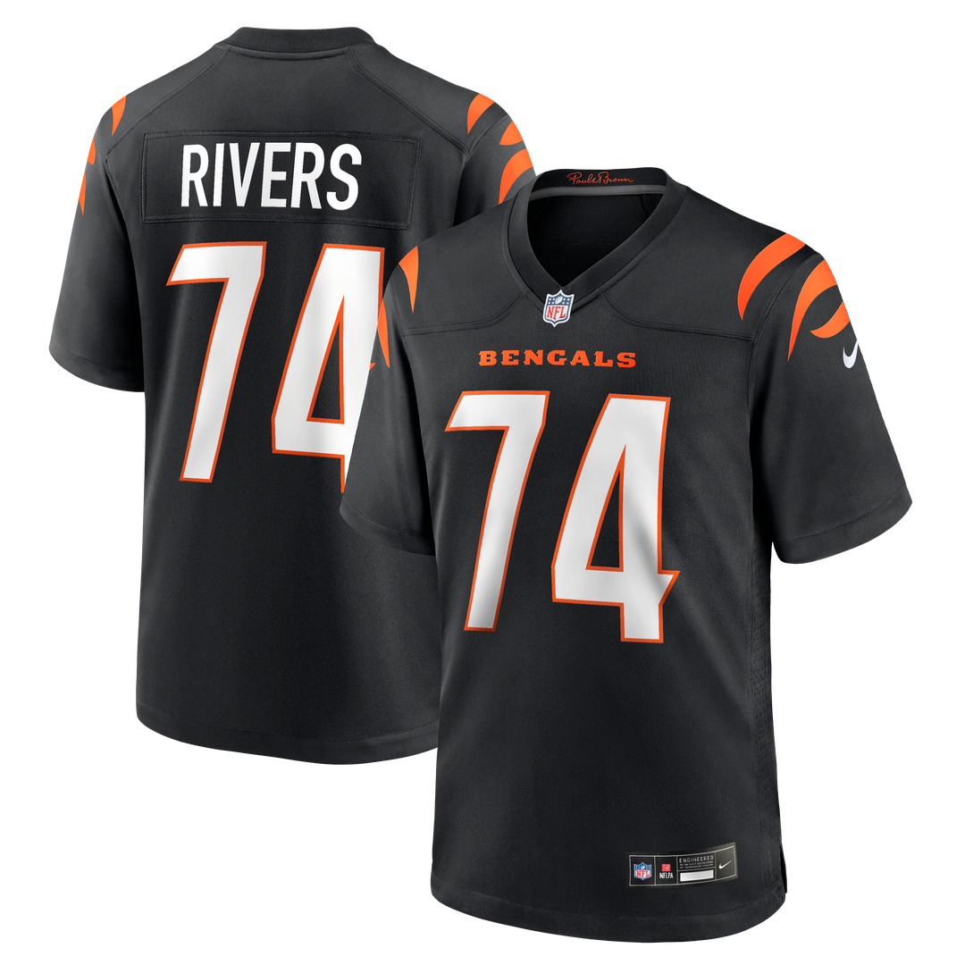 Jalen Rivers Cincinnati Bengals Nike Black Team Game Jersey