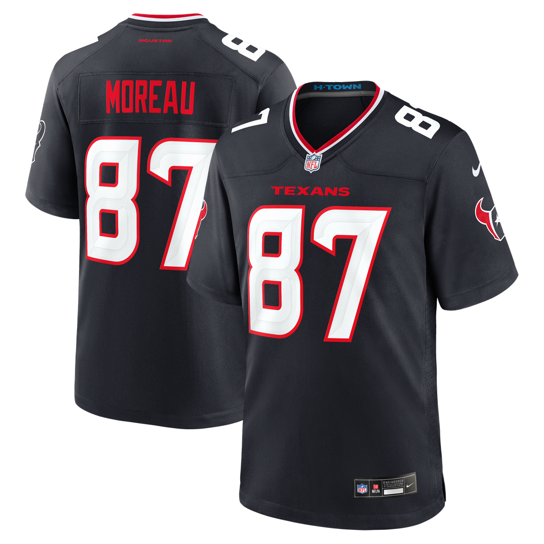 Foster Moreau Houston Texans Nike Navy Team Game Jersey