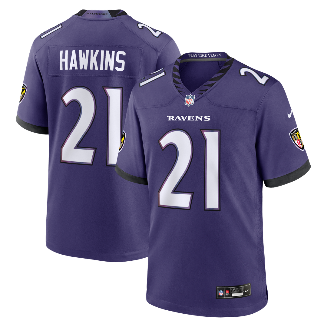 Jaylinn Hawkins Baltimore Ravens Nike Purple Team Game Jersey