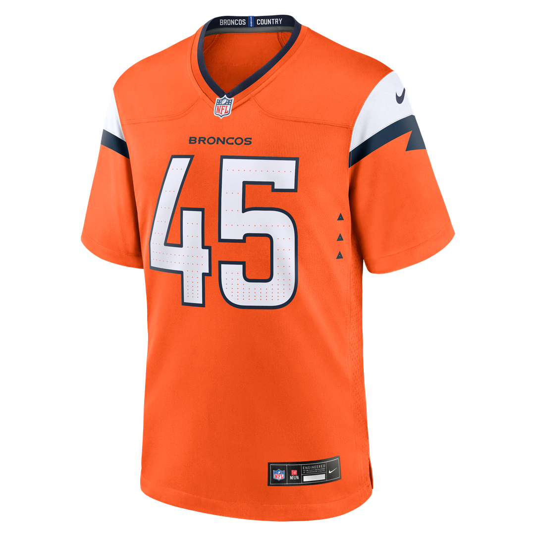 Nate Adkins Denver Broncos Nike Orange Team Game Jersey