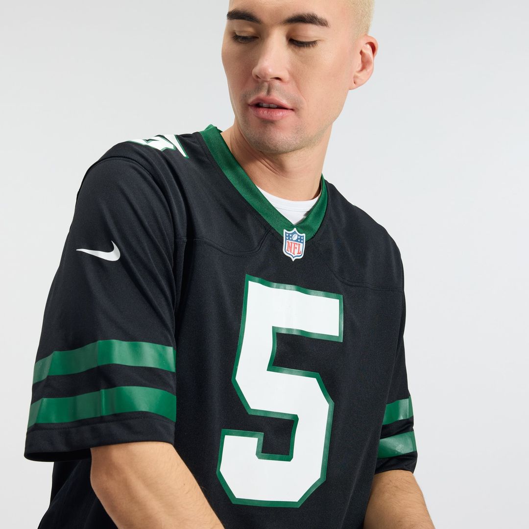 Garrett Wilson New York Jets Nike Legacy Black Alternate Game Jersey