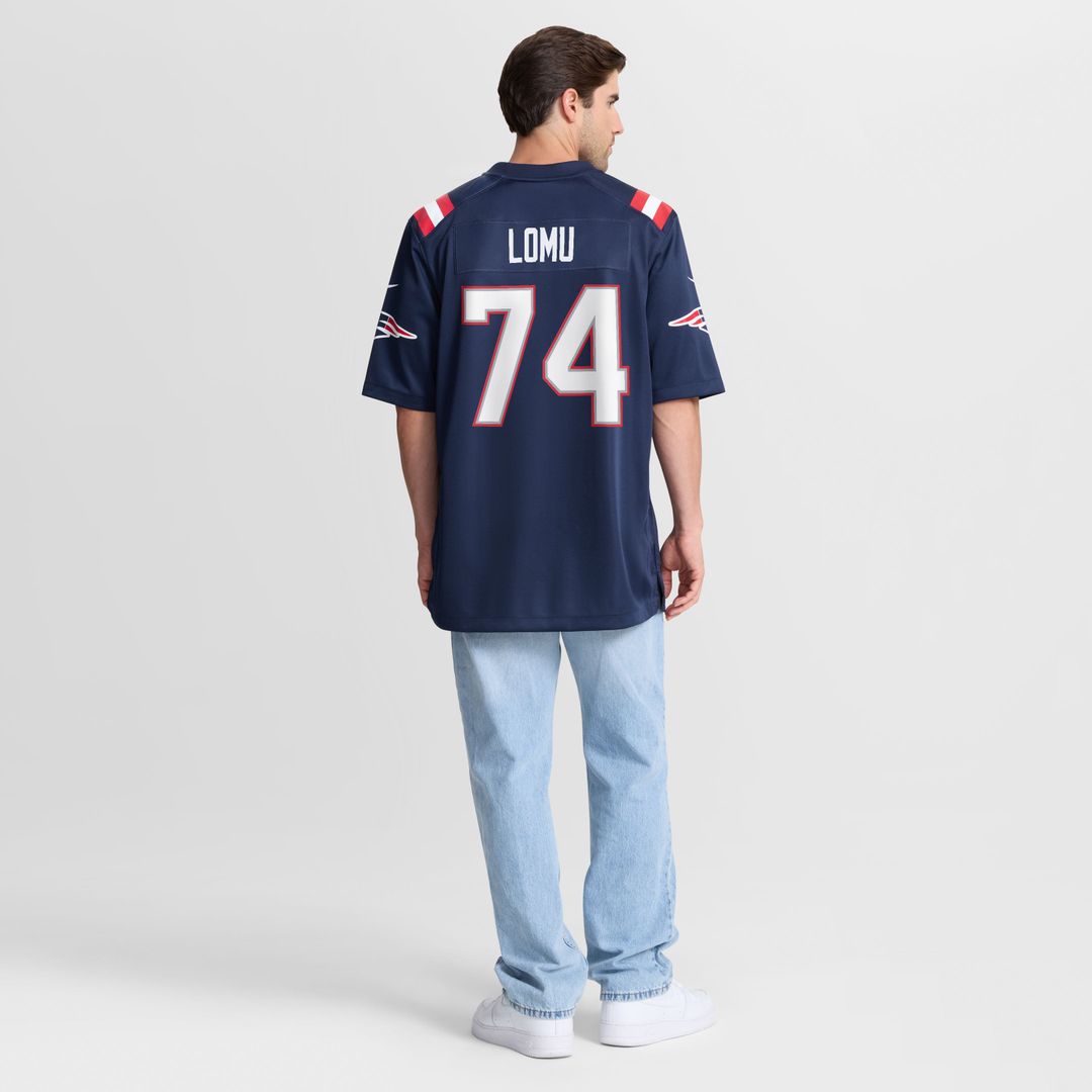 Caleb Lomu New England Patriots Nike Navy Team Game Jersey