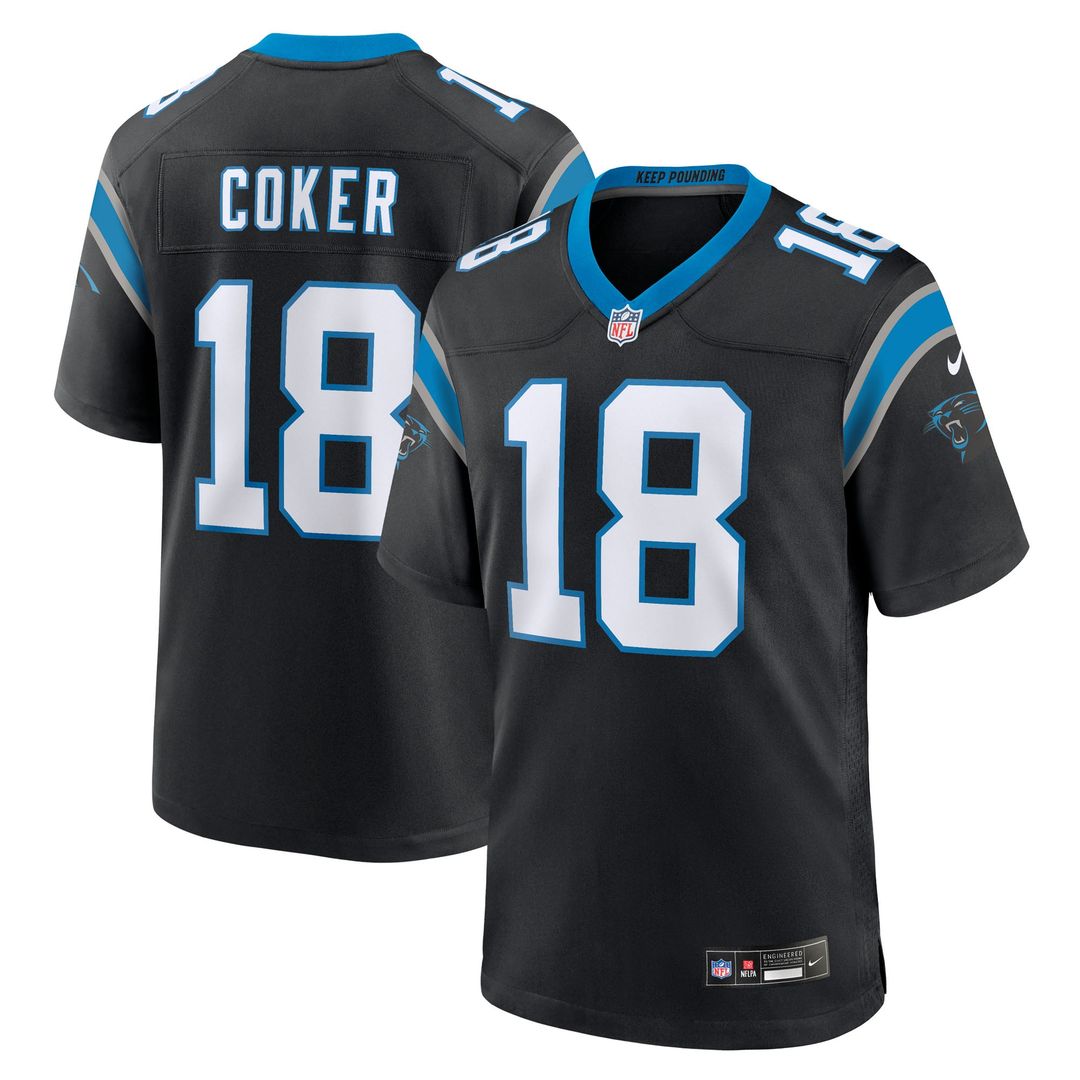 Jalen Coker Carolina Panthers Nike Black Team Game Jersey