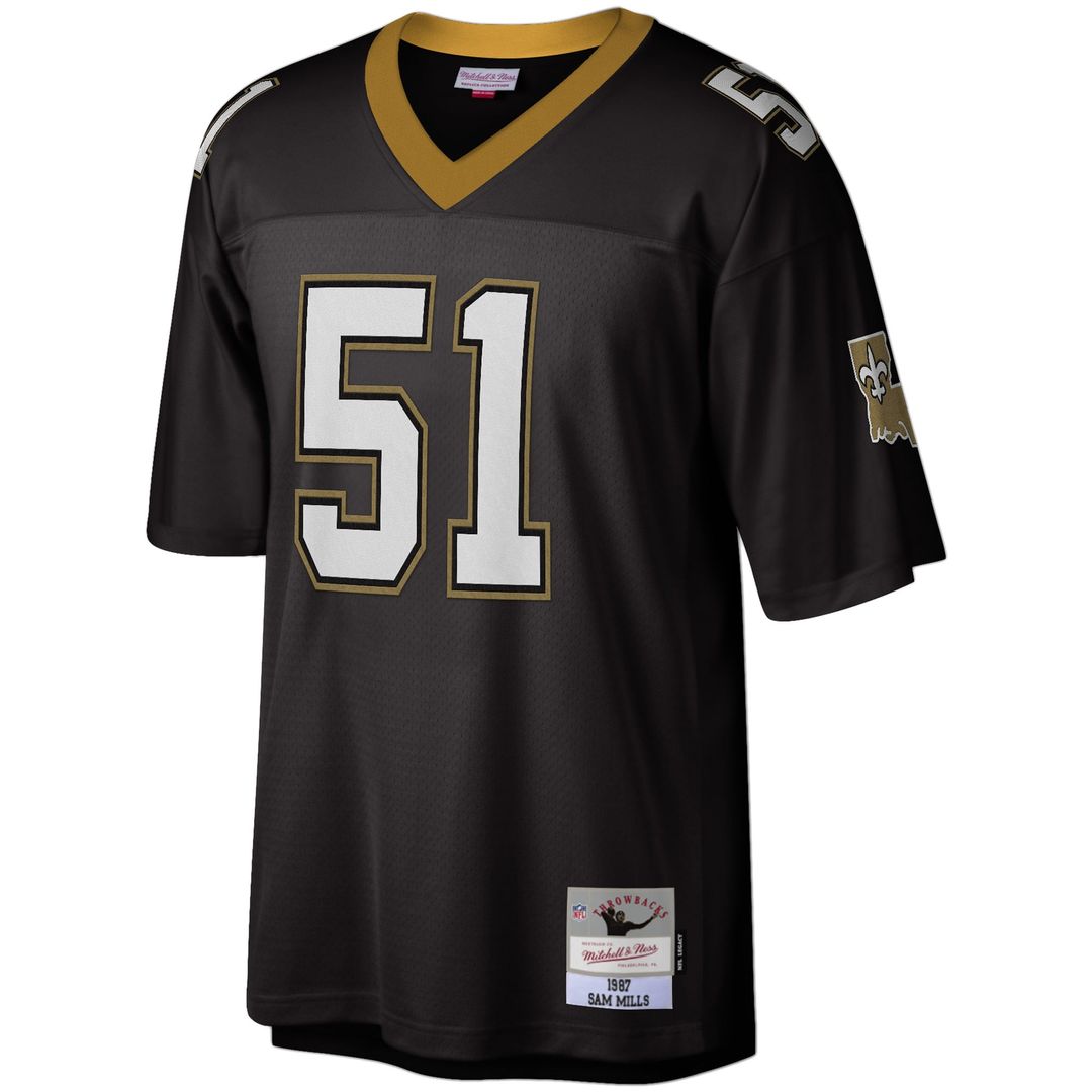 Sam Mills New Orleans Saints Mitchell & Ness Black Legacy Replica Jersey