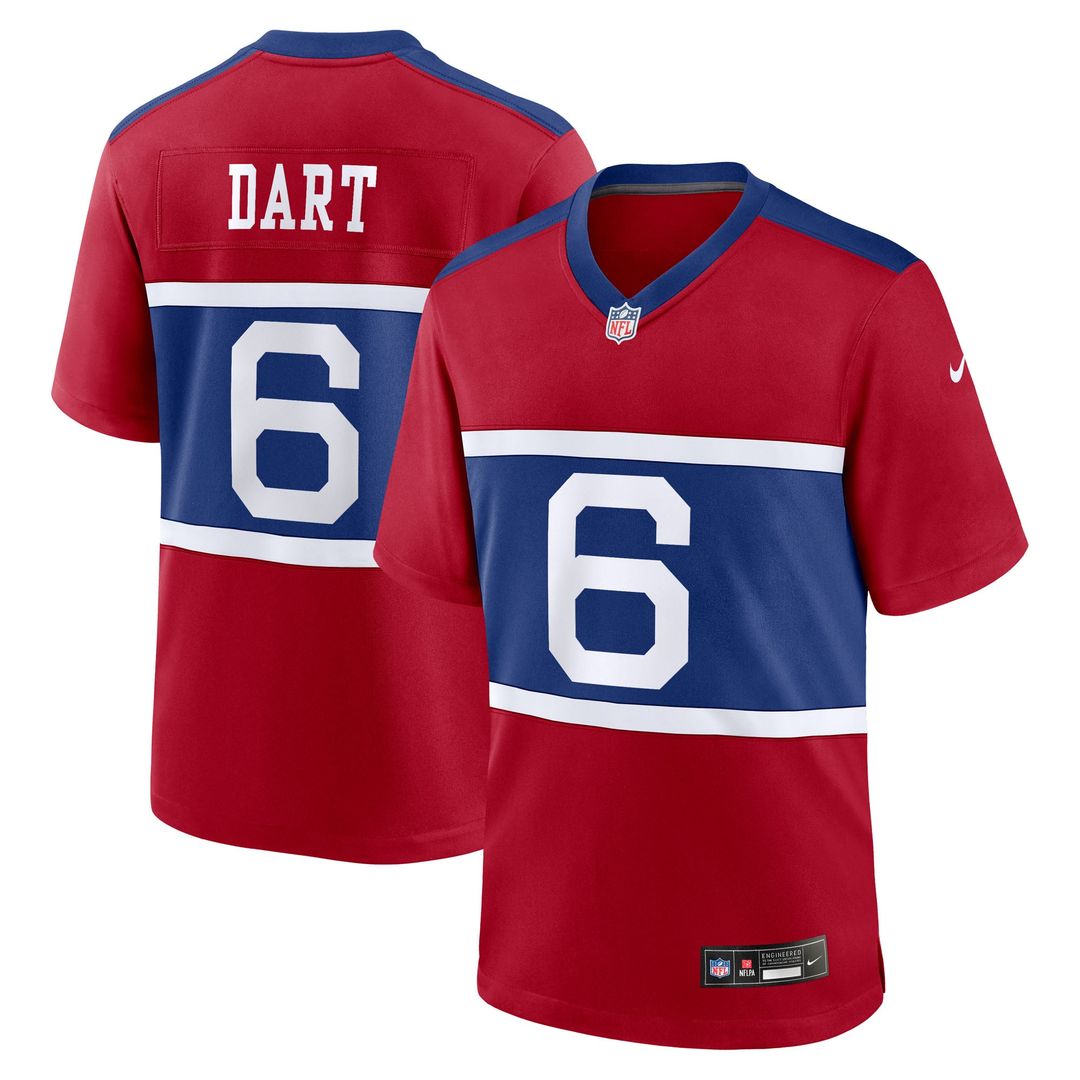 Jaxson Dart New York Giants Nike Red Alternate Century Red Game Jersey