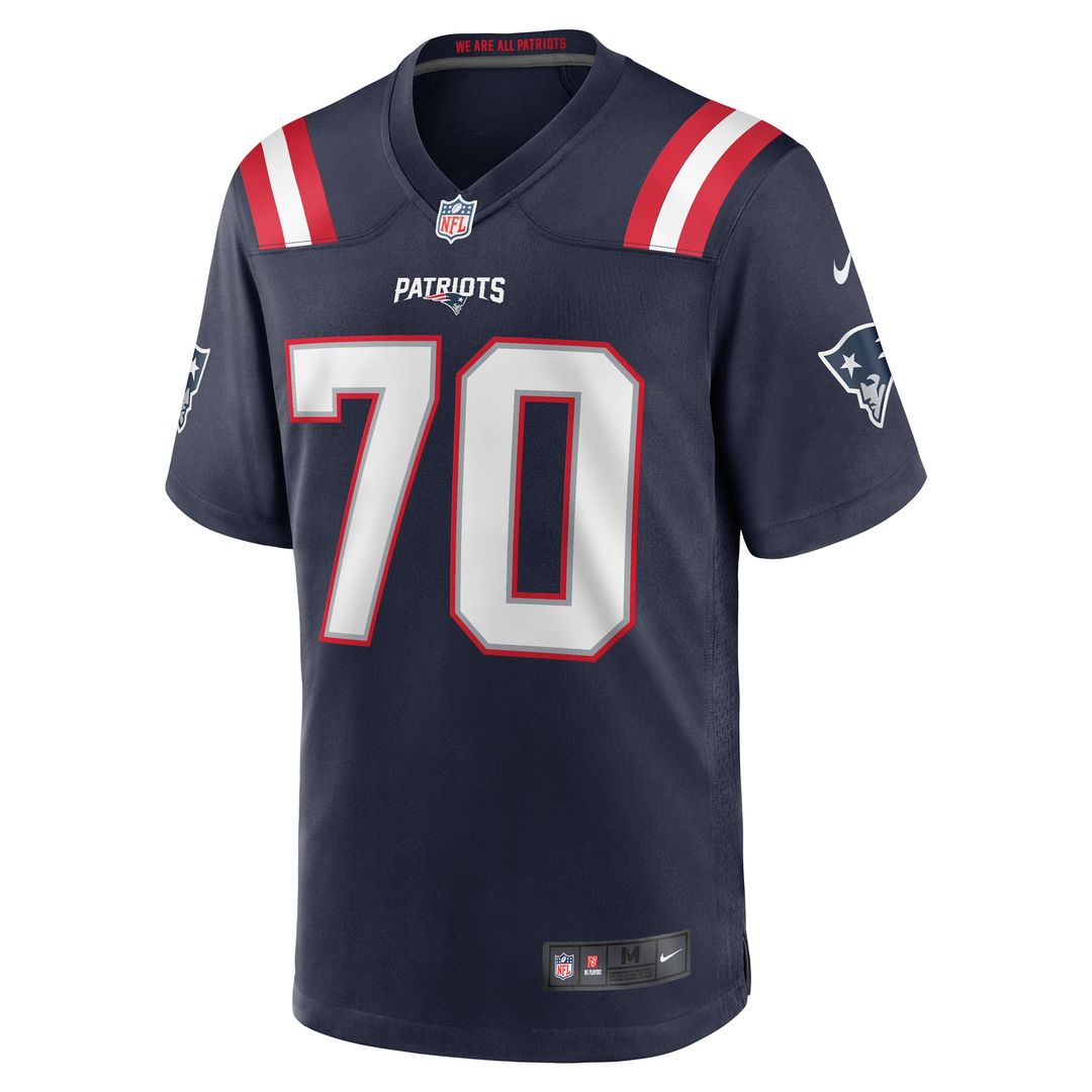 Caedan Wallace New England Patriots Nike Navy Game Jersey