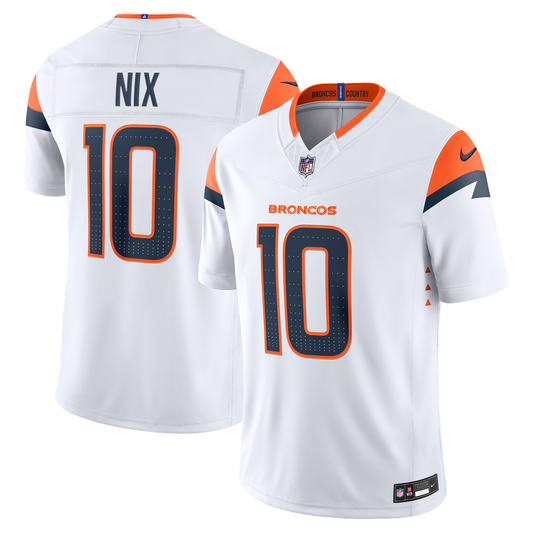 Bo Nix Denver Broncos Nike White Vapor F.U.S.E. Stitched Limited Jersey