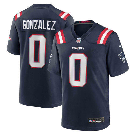 Christian Gonzalez New England Patriots Nike Navy Team Game Jersey