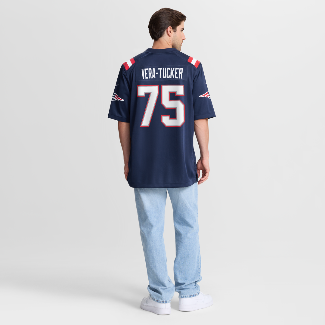 Alijah Vera-Tucker New England Patriots Nike Navy Team Game Jersey