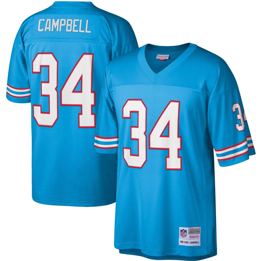 Earl Campbell Houston Oilers Mitchell & Ness Light Blue Legacy Replica Jersey
