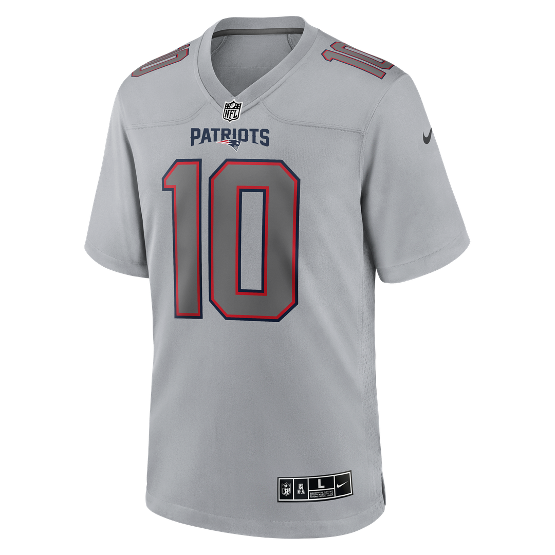 Drake Maye New England Patriots Nike Gray Atmosphere Fashion Game Jersey