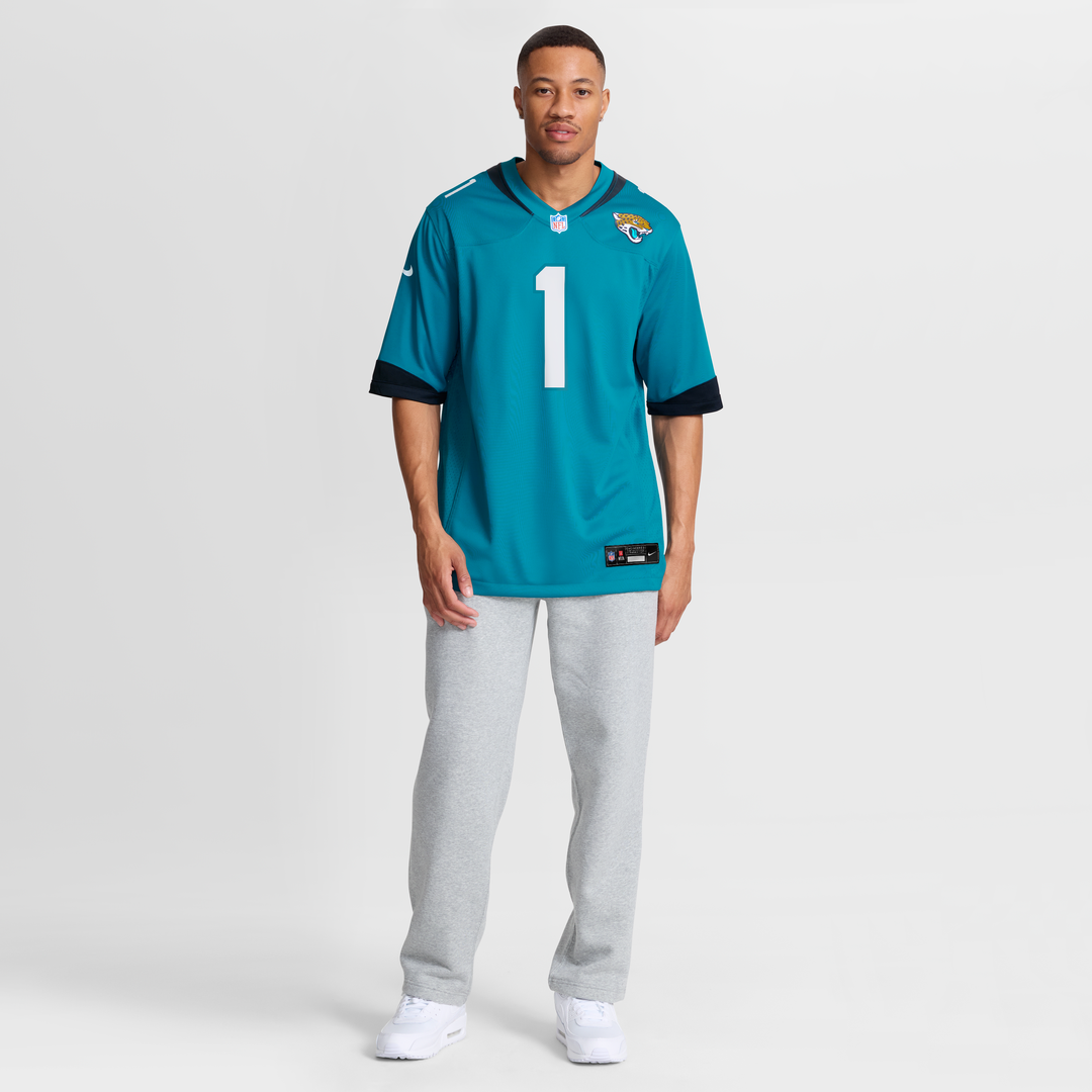 Jacksonville Jaguars Number 1 Groom Nike Teal Game Jersey