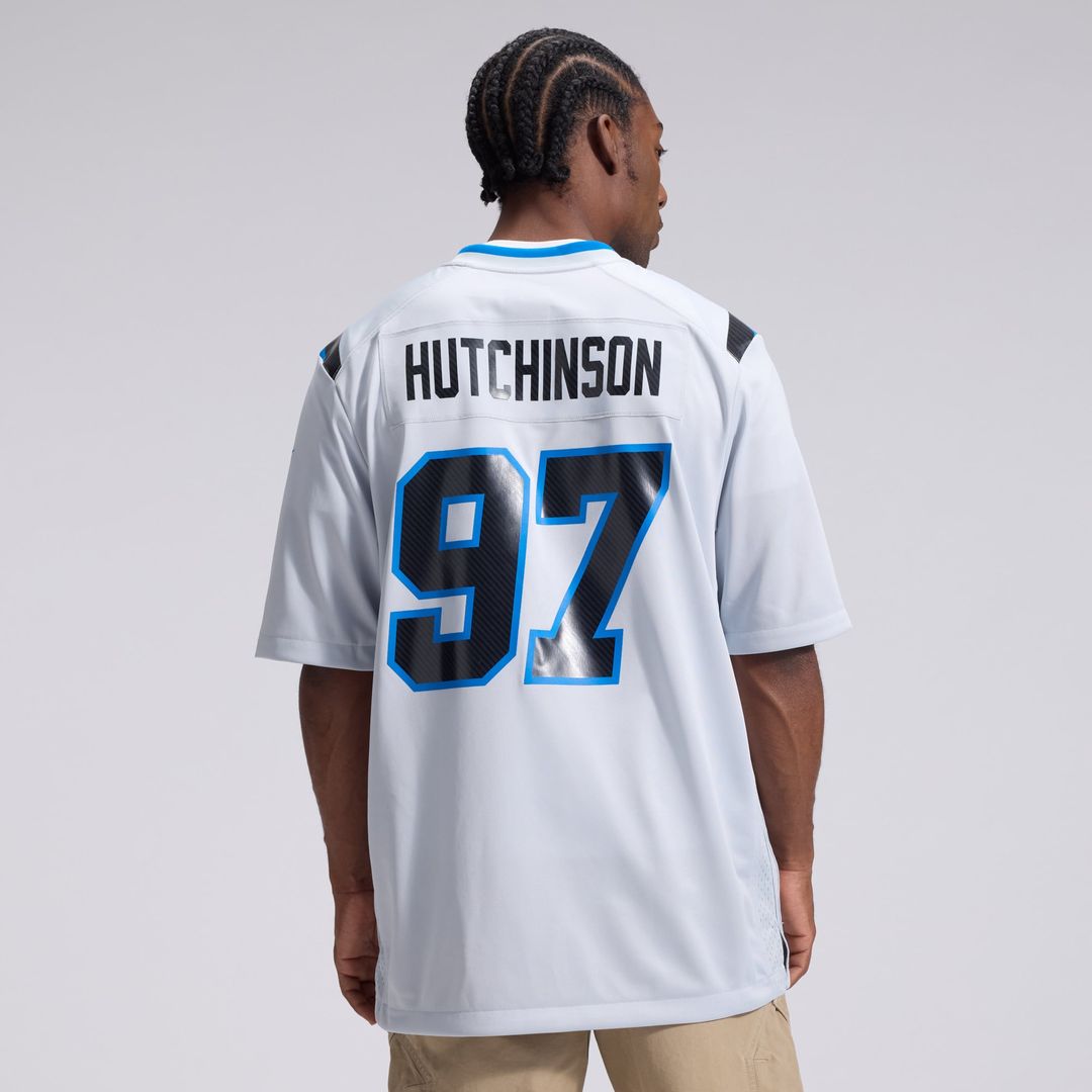 Aidan Hutchinson Detroit Lions Nike Silver 2026 Rivalries Collection Game Jersey