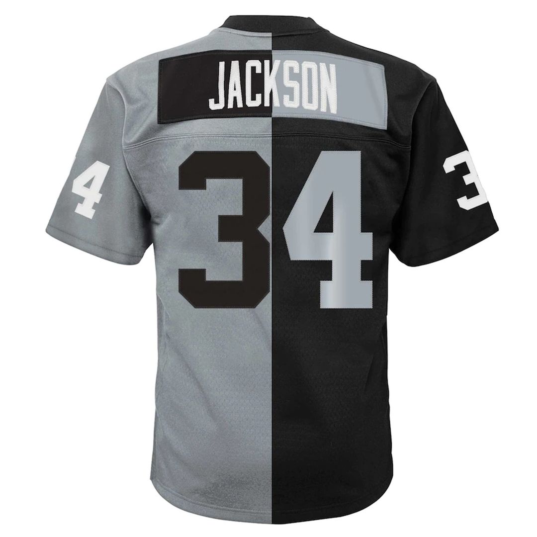 Bo Jackson Las Vegas Raiders Mitchell & Ness Black/Silver Big & Tall Split Legacy Retired Player Replica Jersey