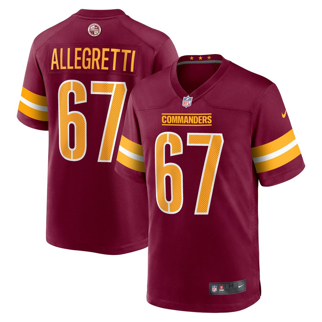 Nick Allegretti Washington Commanders Nike Burgundy Game Jersey