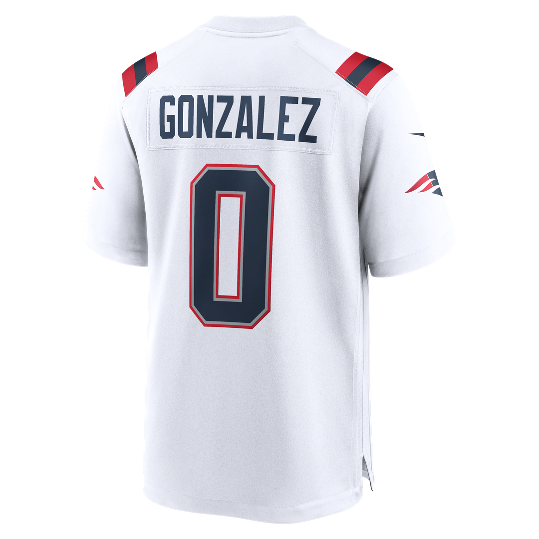 Christian Gonzalez New England Patriots Nike White Game Jersey