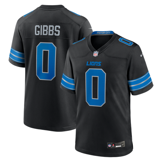 Jahmyr Gibbs Detroit Lions Nike Black 2nd Alternate Game Player Jersey