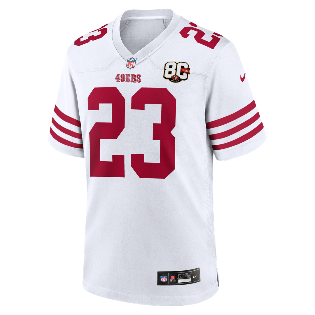 Christian McCaffrey San Francisco 49ers Nike White 80th Anniversary Game Jersey