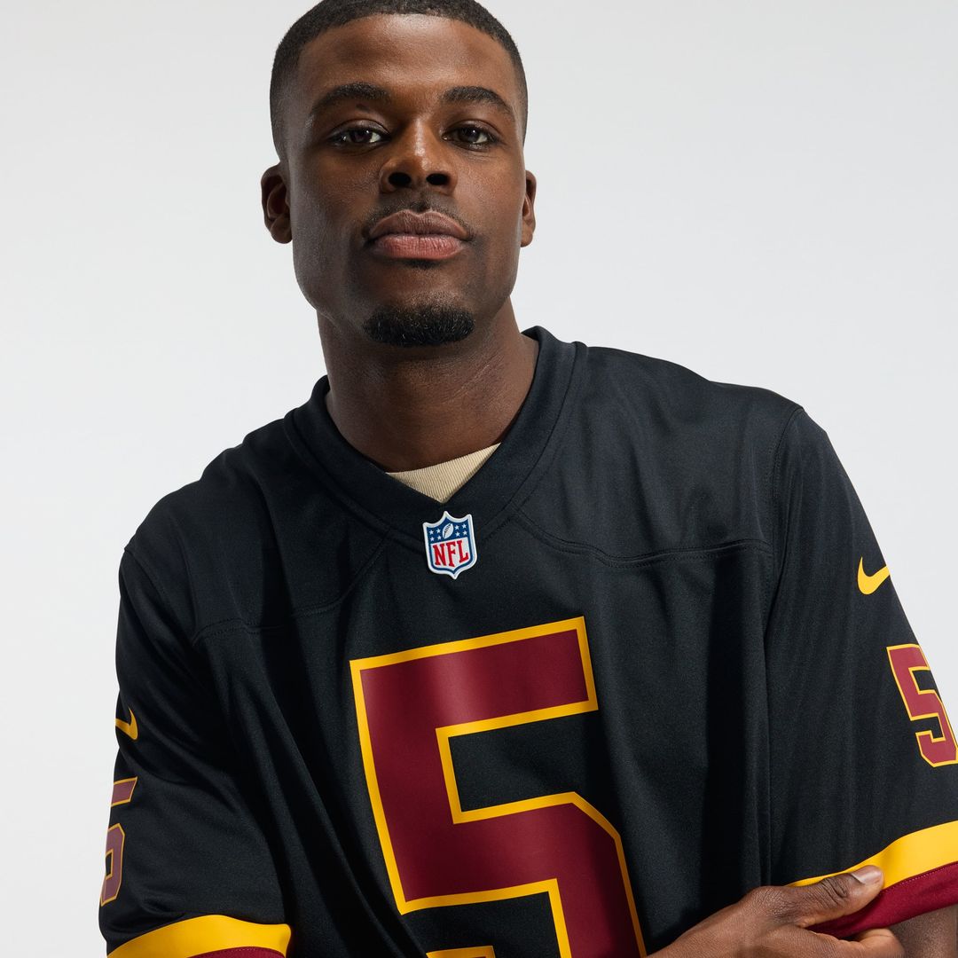 Jayden Daniels Washington Commanders Hail Raiser Nike Black Alternate Game Jersey