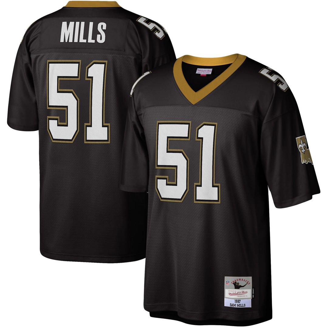Sam Mills New Orleans Saints Mitchell & Ness Black Legacy Replica Jersey