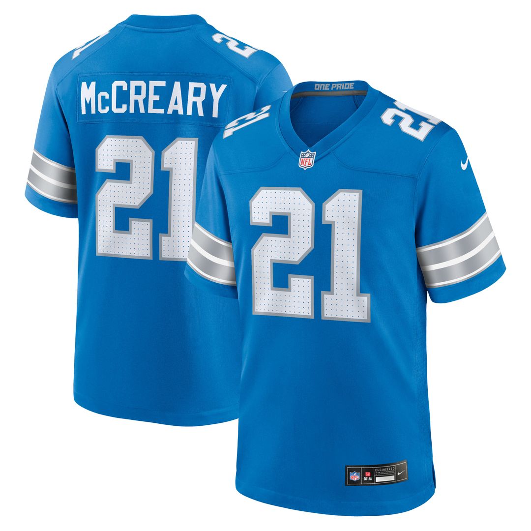 Roger McCreary Detroit Lions Nike Blue Team Game Jersey