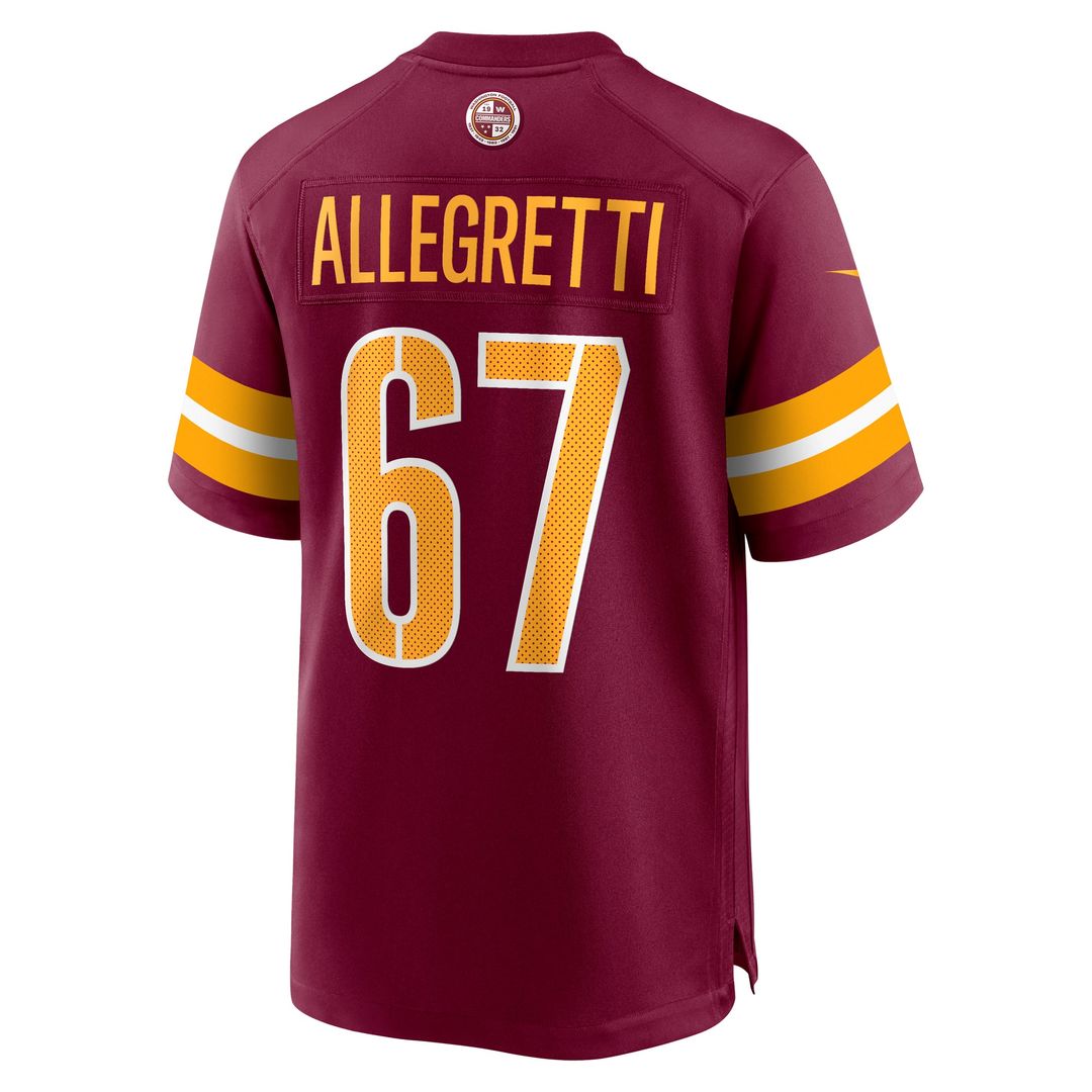 Nick Allegretti Washington Commanders Nike Burgundy Game Jersey