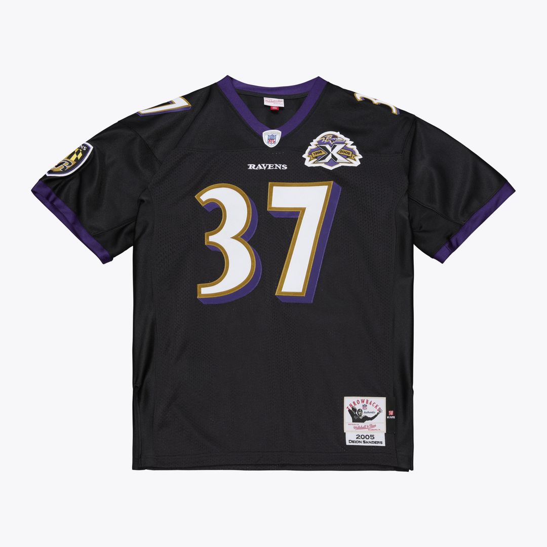 Deion Sanders Baltimore Ravens Mitchell & Ness Black 2005 Authentic Throwback Jersey