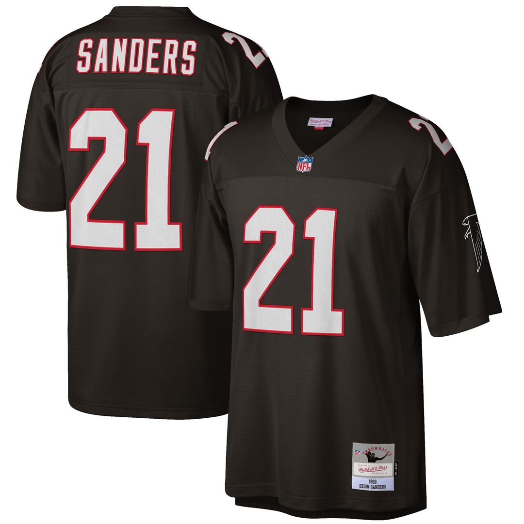 Deion Sanders Atlanta Falcons Mitchell & Ness White Big & Tall 1992 Retired Player Replica Jersey