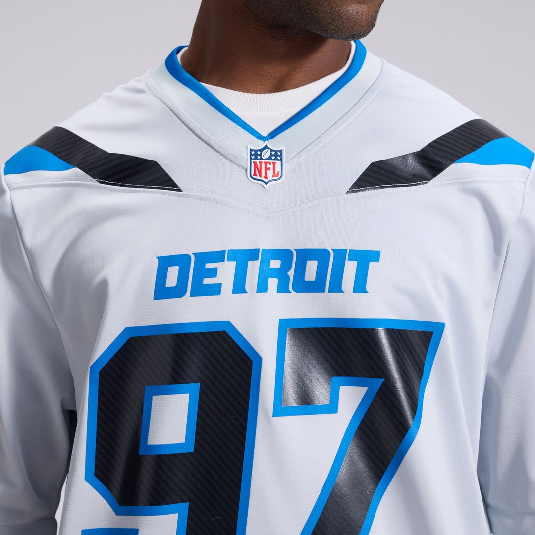 Aidan Hutchinson Detroit Lions Nike Silver 2026 Rivalries Collection Game Jersey