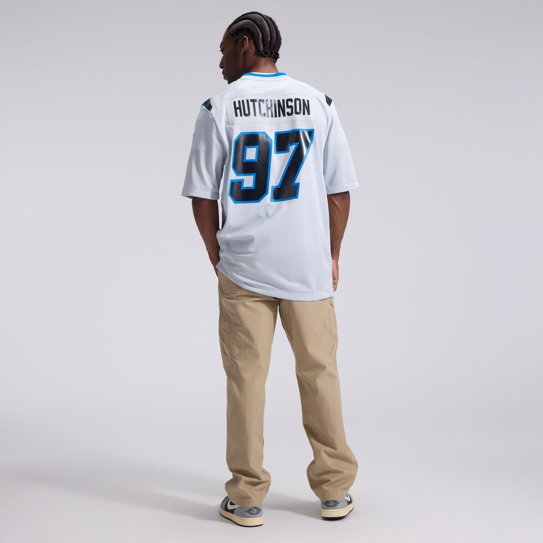 Aidan Hutchinson Detroit Lions Nike Silver 2026 Rivalries Collection Game Jersey