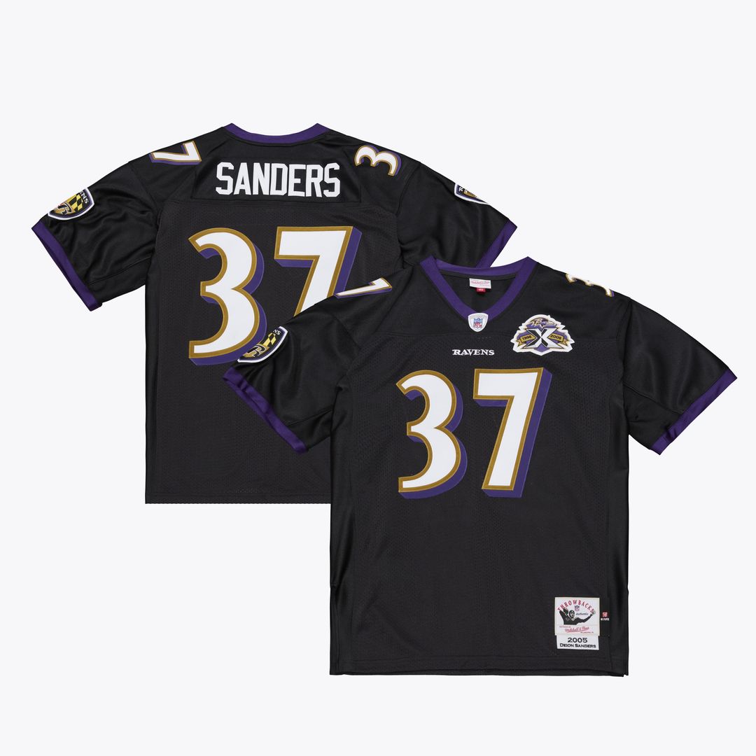 Deion Sanders Baltimore Ravens Mitchell & Ness Black 2005 Authentic Throwback Jersey