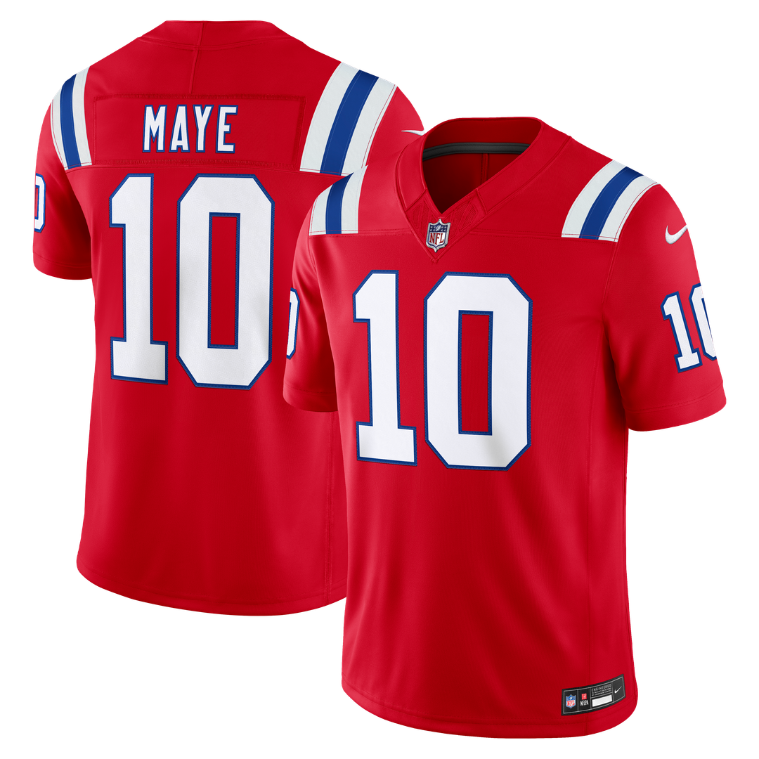 Drake Maye New England Patriots Nike Red Alternate Vapor F.U.S.E. Stitched Limited Jersey