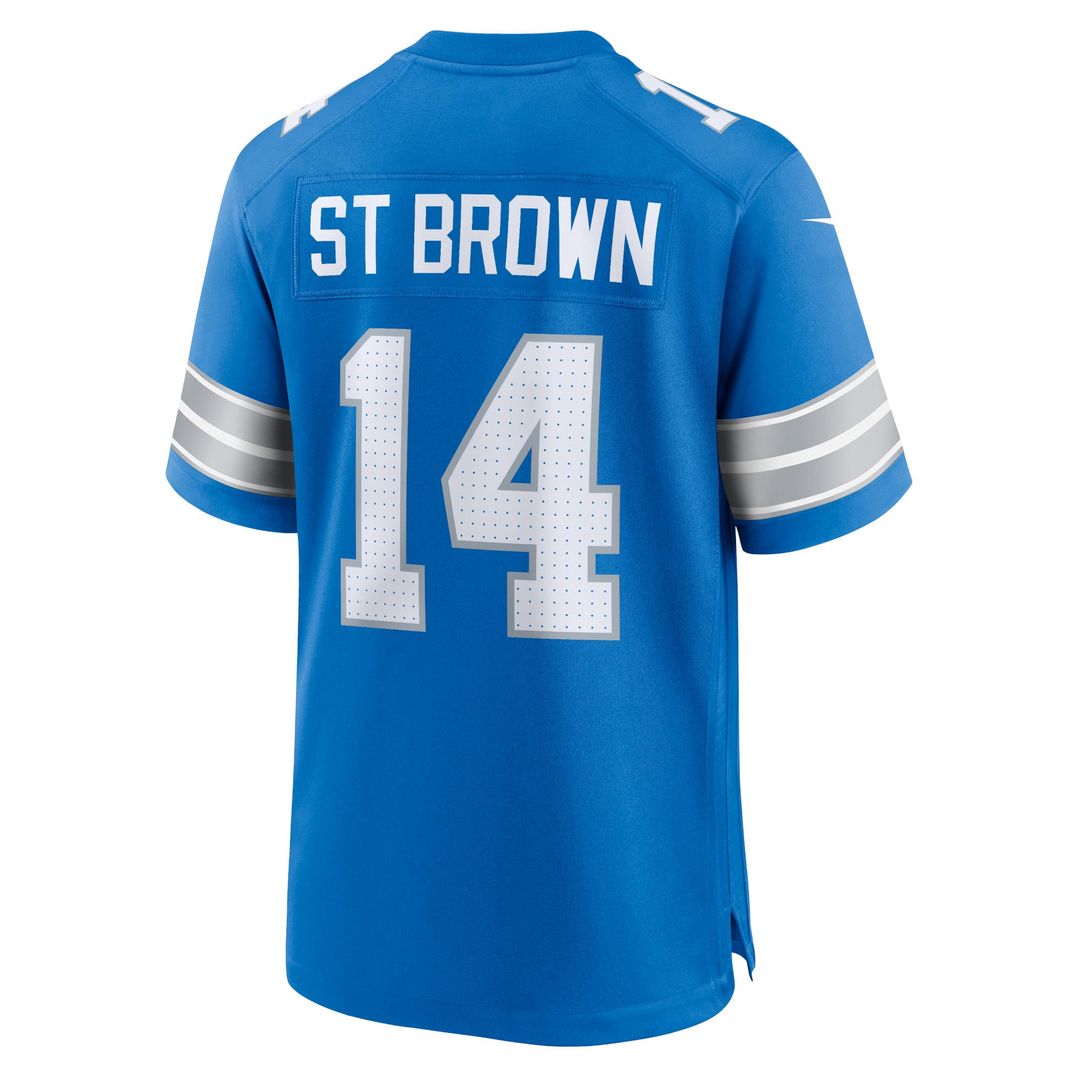 Amon-Ra St. Brown Detroit Lions Nike Blue Game Jersey