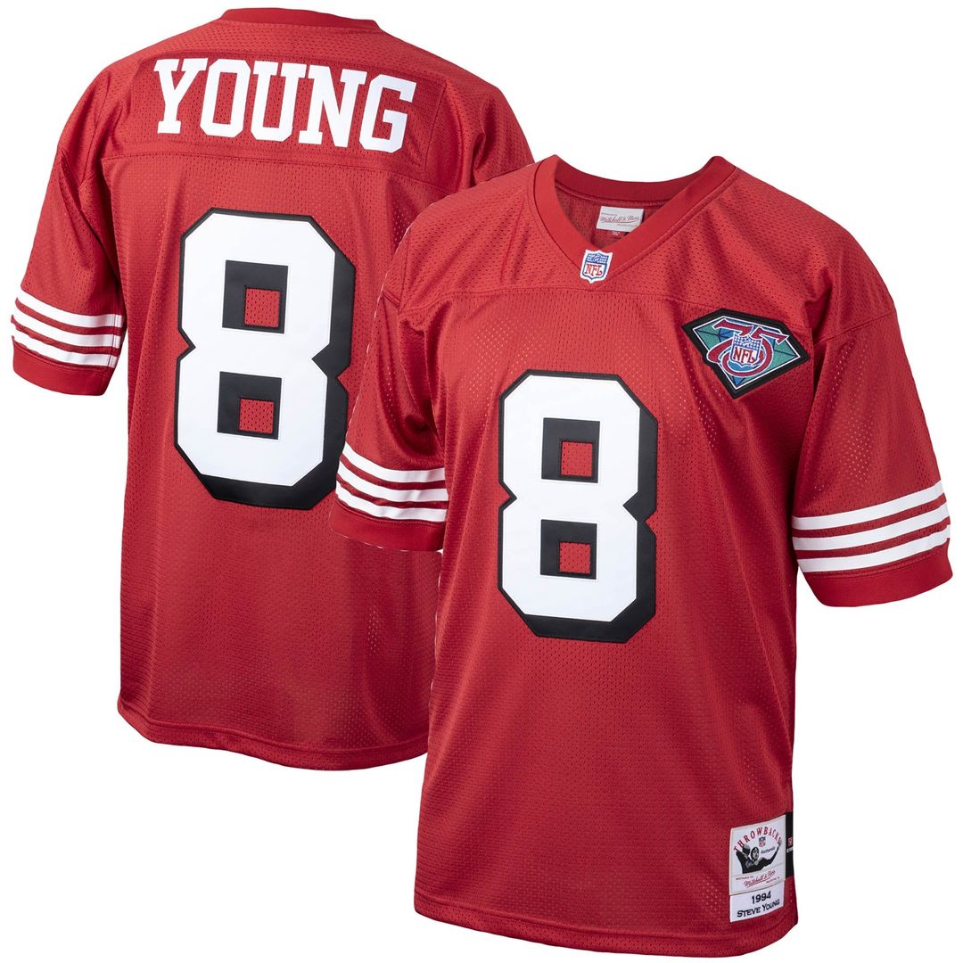 Steve Young San Francisco 49ers 1994 Mitchell & Ness Scarlet Authentic Throwback Retired Player Jersey