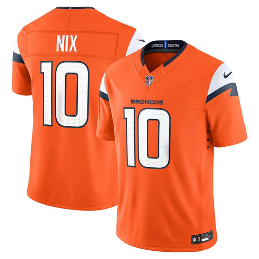 Bo Nix Denver Broncos Nike Orange Team Vapor F.U.S.E. Stitched Limited Jersey