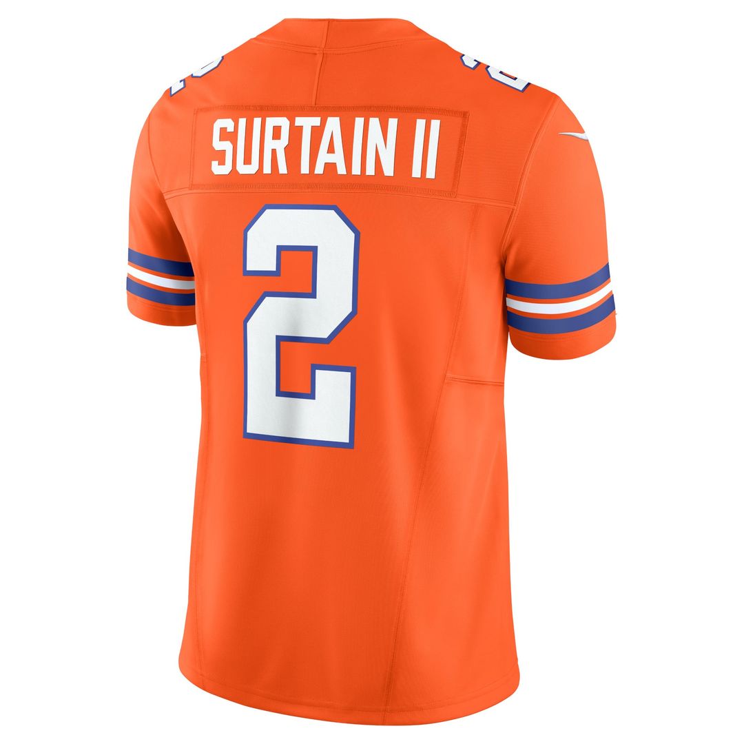 Patrick Surtain II Denver Broncos Nike Orange Alternate Mile High Collection 1977 Throwback Vapor F.U.S.E. Limited Jersey