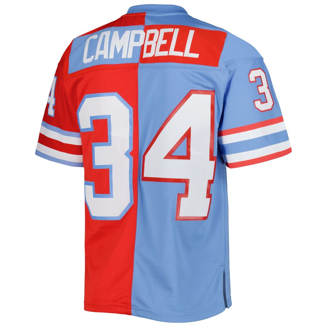 Earl Campbell Houston Oilers Mitchell & Ness Red/Light Blue Gridiron Classics 1980 Split Legacy Replica Jersey