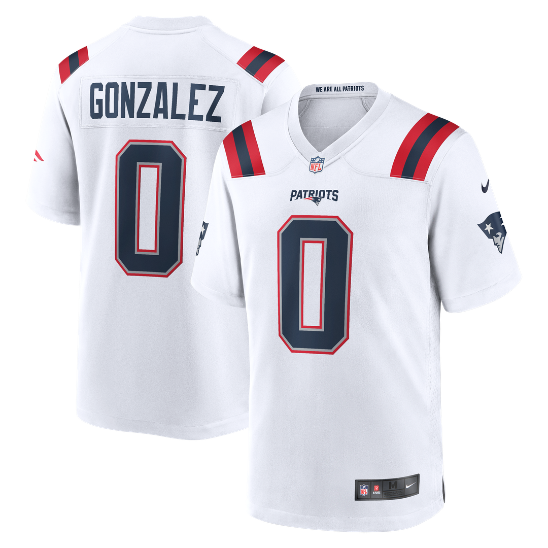 Christian Gonzalez New England Patriots Nike White Game Jersey