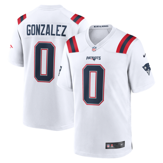 Christian Gonzalez New England Patriots Nike White Game Jersey