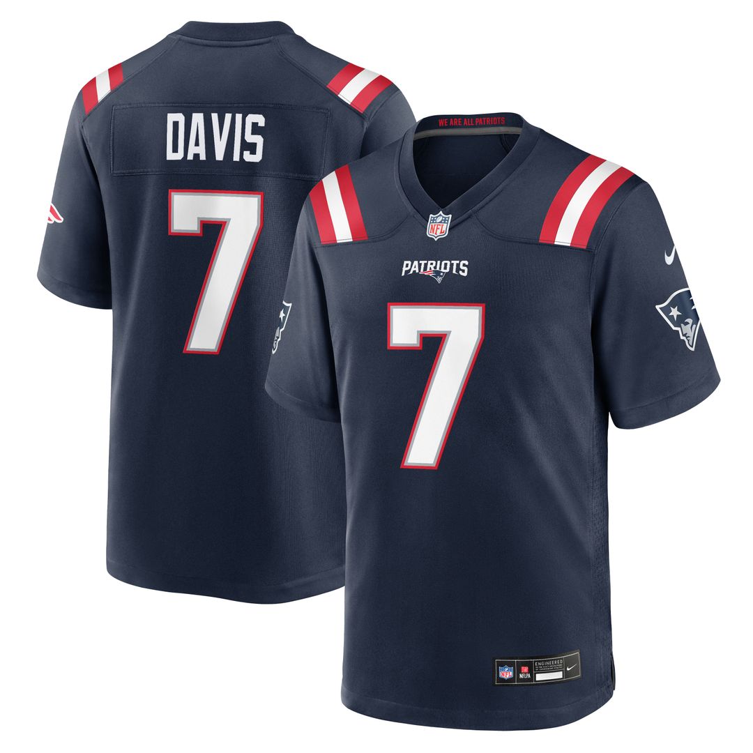 Carlton Davis New England Patriots Nike Navy Team Game Jersey