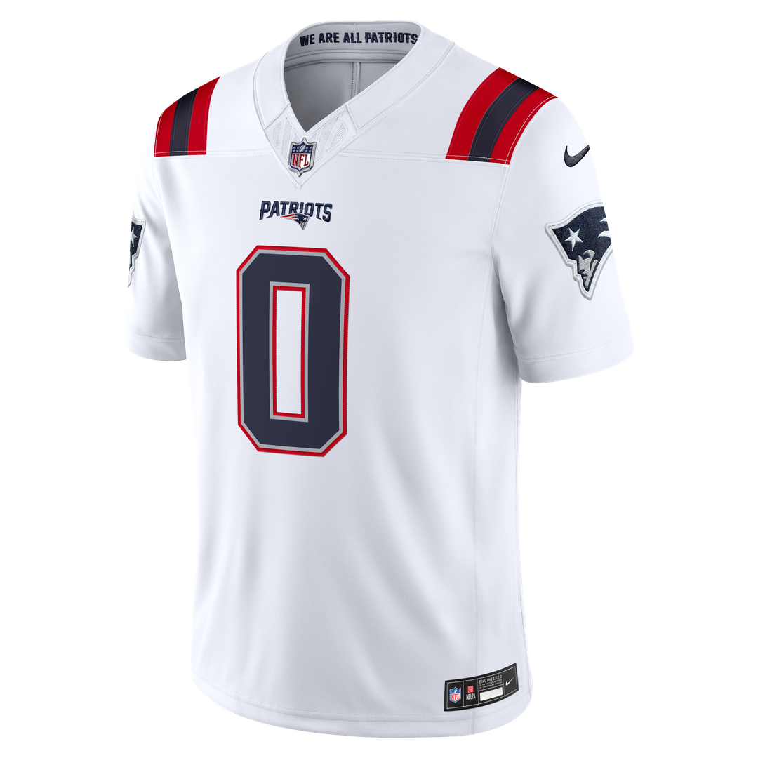 Christian Gonzalez New England Patriots Nike White Vapor F.U.S.E. Stitched Limited Jersey