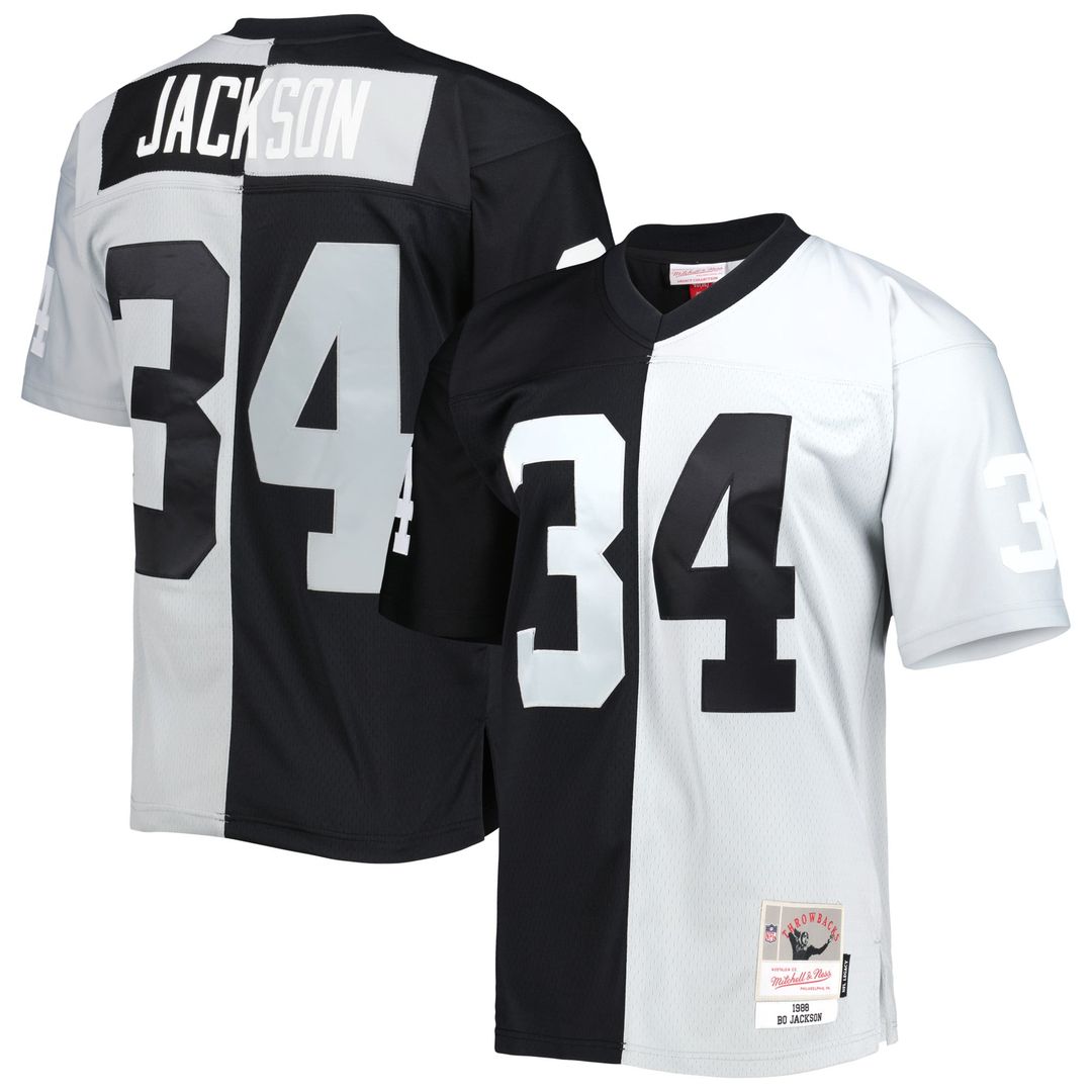 Bo Jackson Las Vegas Raiders Mitchell & Ness Black/Silver 1988 Split Legacy Replica Jersey