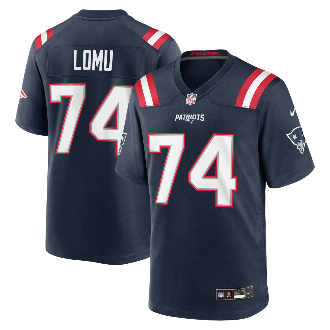 Caleb Lomu New England Patriots Nike Navy Team Game Jersey