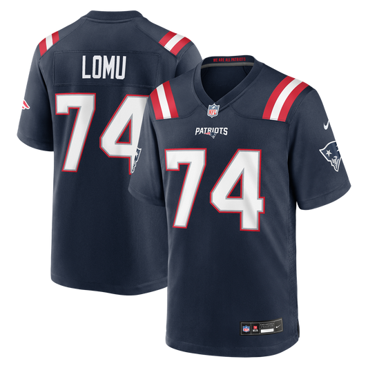 Caleb Lomu New England Patriots Nike Navy Team Game Jersey