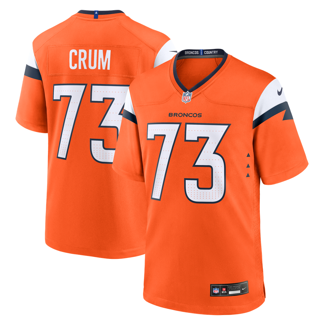 Frank Crum Denver Broncos Nike Orange Team Game Jersey